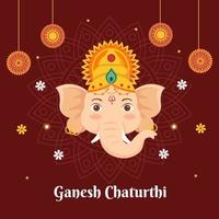 feliz ganesh chaturthi plantilla de redes sociales ilustración de vector de fondo de dibujos animados plana