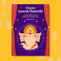 feliz ganesh chaturthi plantilla de póster de redes sociales ilustración de vector de fondo de dibujos animados plana