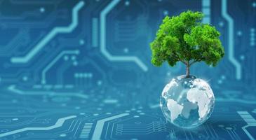 Green Computing, Green Technology, Green IT, csr, and IT ethics Concept. photo