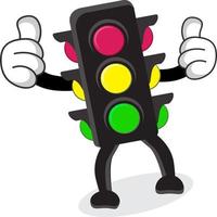Illustration Vector Graphic Of Mascot Traffic Light With Two Thumbs Up Suitable For Children Product