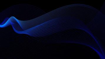 Abstract shining flowing lines on dark background. Dynamic wavy lines vector