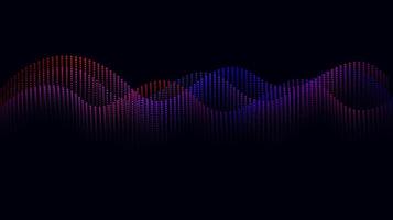 Dynamic wavy light dots background. Colorful sound wave visualization concept. Vector