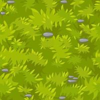 Seamless texture grass, texture green lawn with stones. Vector illustration of a nature background, organic grass for the game.