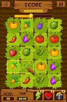 Vegetable Beds, Farm field with green bushes for a game Match3. Vector illustration of a complete design with berries and fruits.