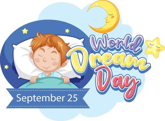 World dream day banner design with cartoon character