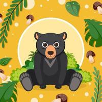 Cute black bear in flat cartoon style vector