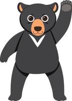 Cute black bear in flat cartoon style vector