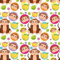 Cute monkey seamless pattern vector