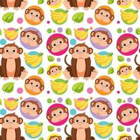 Cute monkey seamless pattern vector