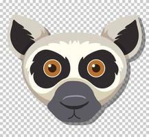 Cute lemur head in flat cartoon style vector