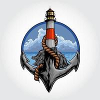 Anchor Lighthouse Vector Illustration.  Ideal for a wide range of uses.