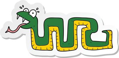 sticker of a cartoon surprised snake vector