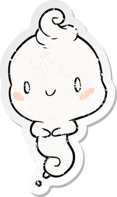 distressed sticker of a cartoon ghost
