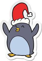 pegatina de un pingüino feliz navidad vector