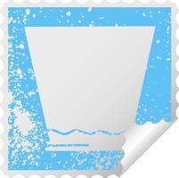 quirky distressed square peeling sticker symbol whisky tumbler vector