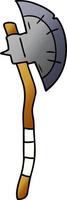 gradient cartoon doodle of a medieval axe vector