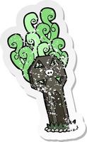 retro distressed sticker of a cartoon spooky grave vector