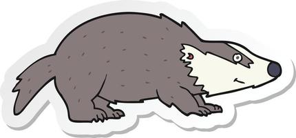 sticker of a cartoon badger vector