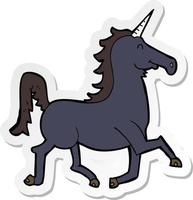 sticker of a cartoon unicorn vector