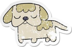 pegatina angustiada de un lindo cachorro de dibujos animados vector