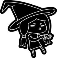 cartoon icon of a cute witch kawaii girl vector