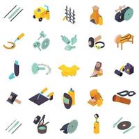 conjunto de iconos de metalurgia, estilo isométrico vector