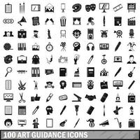 100 art guidance icons set, simple style vector