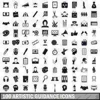 100 iconos de orientación artística, estilo simple vector