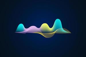 Sound wave illustration on a dark background. Abstract blue digital equalizer indicators. vector