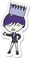 sticker of a cartoon vampire wearing crown vector