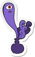 sticker of a cartoon halloween ghost in bottle vector