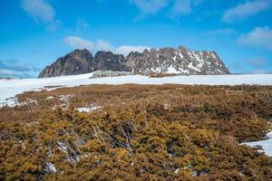 View of Cradle mountain the UNESCO world heritage sites in Tasmania state of Australia during the winter season. photo