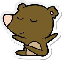 sticker of a happy cartoon bear vector