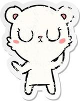 distressed sticker of a peaceful cartoon polar bear vector