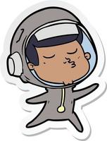 sticker of a cartoon confident astronaut vector