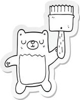 sticker of a cartoon bear with paint brush vector