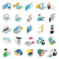 Study of engineer icons set, isometric style vector