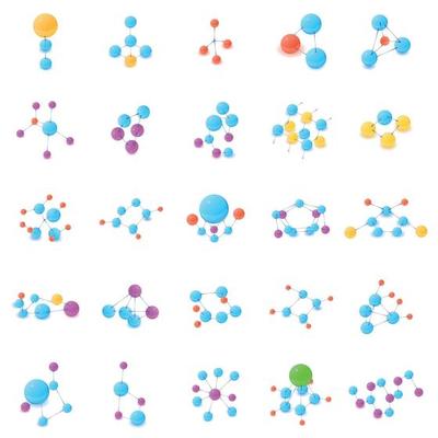Chemical element icons set, isometric style