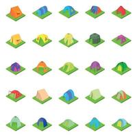 Tent icons set, isometric style vector