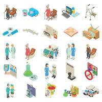 Medical boarding house icons set, isometric style vector