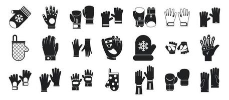 conjunto de iconos de guantes, estilo simple vector