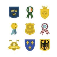 Emblem icon set, flat style vector