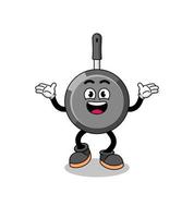 frying pan cartoon searching with happy gesture vector