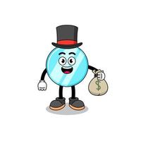 mirror mascot illustration rich man holding a money sack vector