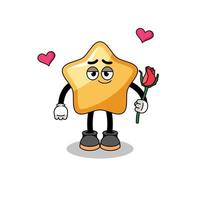 star mascot falling in love vector
