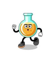 running lab beakers mascot illustration vector