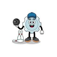 Mascot of gear as a bowling player vector