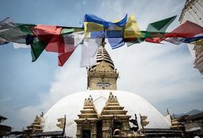 Swayambhunath the ancient stupa and the most tourist attraction on Kathmandu valley in Kathmandu city, Nepal. photo