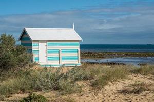 The Bathing box at Brighton beach an iconic landmark place of Melbourne, Victoria state of Australia. photo