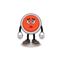 emergency button cartoon illustration with sad face vector